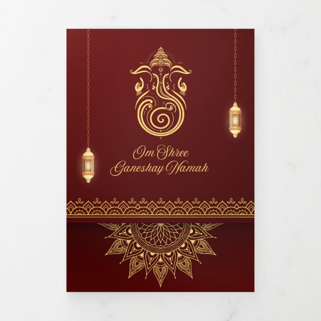 Traditional Indian wedding  Card | 4-Page Folded C (Cover)