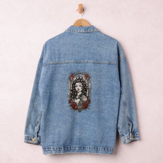 Traditional Ink: Black and White Salon Flash Tatto Denim Jacket