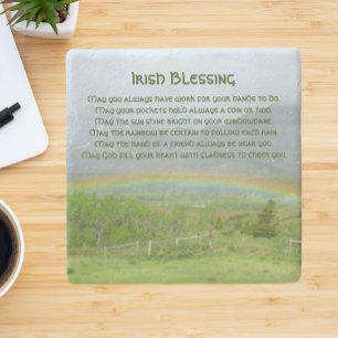 Traditional Irish Blessing Valley Rainbow Stone Coaster