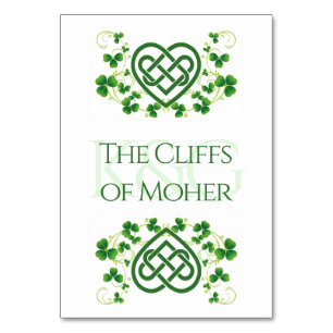 Traditional Irish Celtic Love Knot and Shamrocks T Table Number