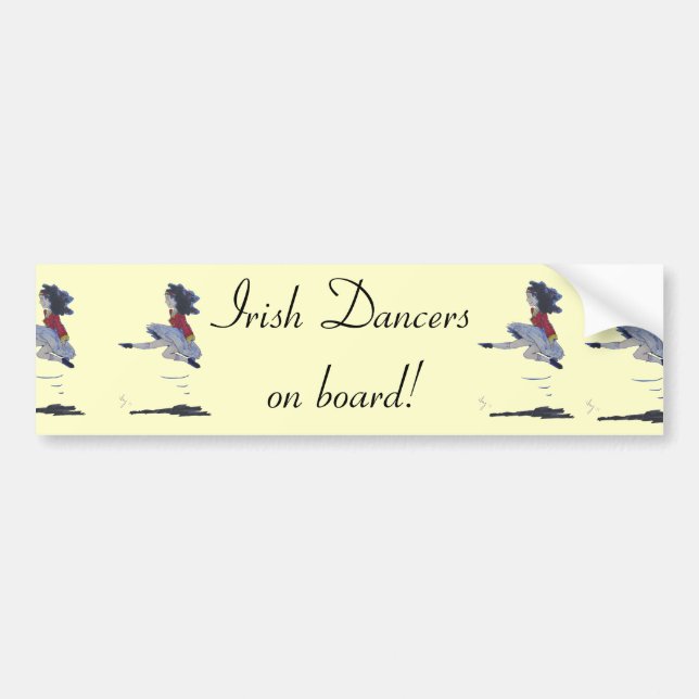 Traditional Irish Dancing Cartoon Bumper Sticker (Front)