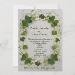 Traditional Irish Shamrock Lucky Clover Invitation