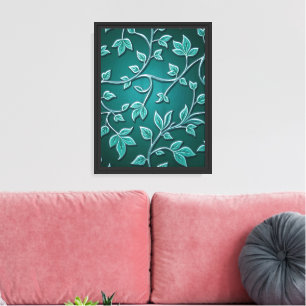 Traditional Islamic Botanical Pattern Framed Wall Canvas Print
