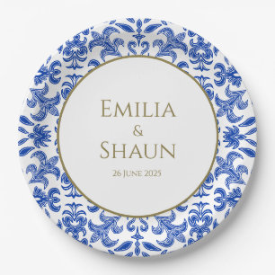 Traditional Italian Blue Wedding Paper Plate