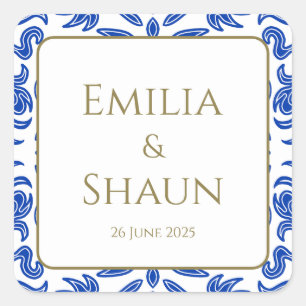 Traditional Italian Blue Wedding Stickers