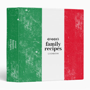 Traditional Italian Flag Family Recipe Cookbook Binder