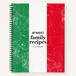 Traditional Italian Flag Family Recipe Cookbook Notebook