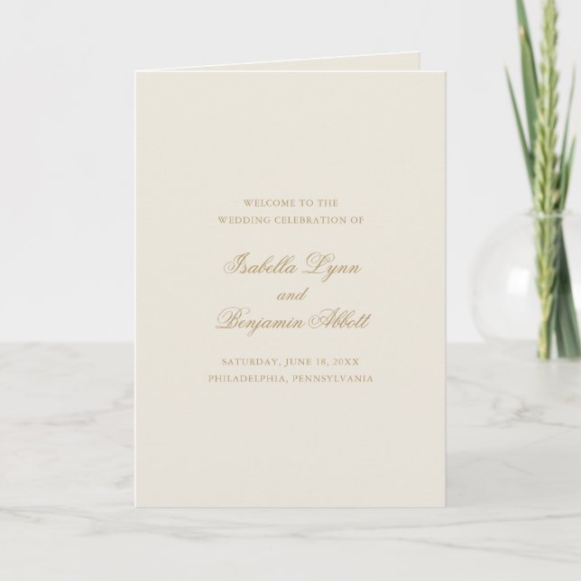 Traditional Ivory Formal Elegant Wedding Program (Front)