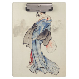 Traditional Japanese Art of Geisha in Kimono Clipboard