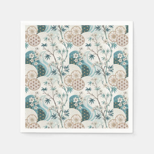 Traditional Japanese Bamboo Blossom Floral Pattern Napkin