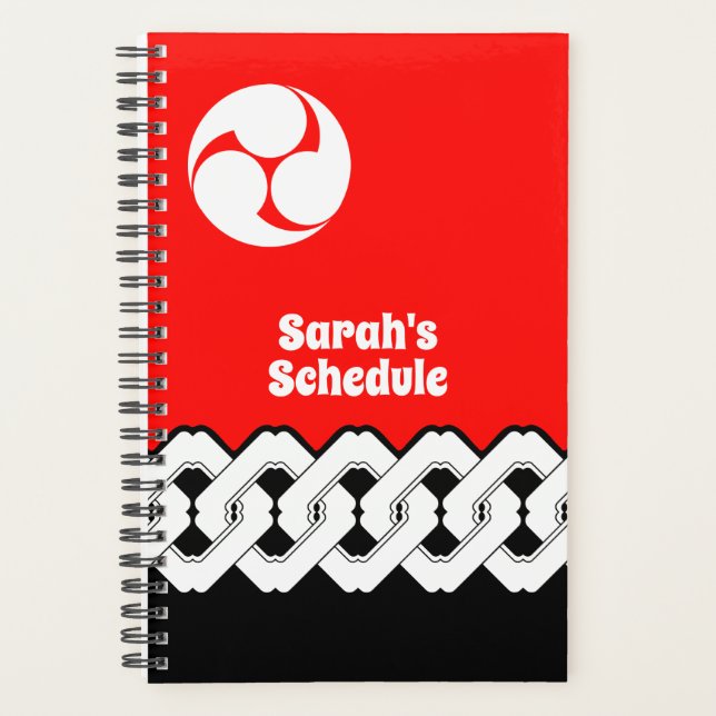 Traditional Japanese Chain and Mitsudomoe Pattern Planner (Front)