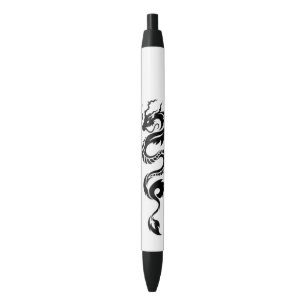  Traditional Japanese Dragon Graphic Black Ink Pen