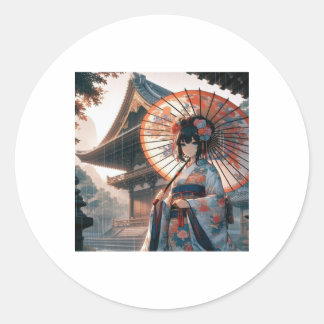 Traditional Japanese Elegance In The Rain Sticker