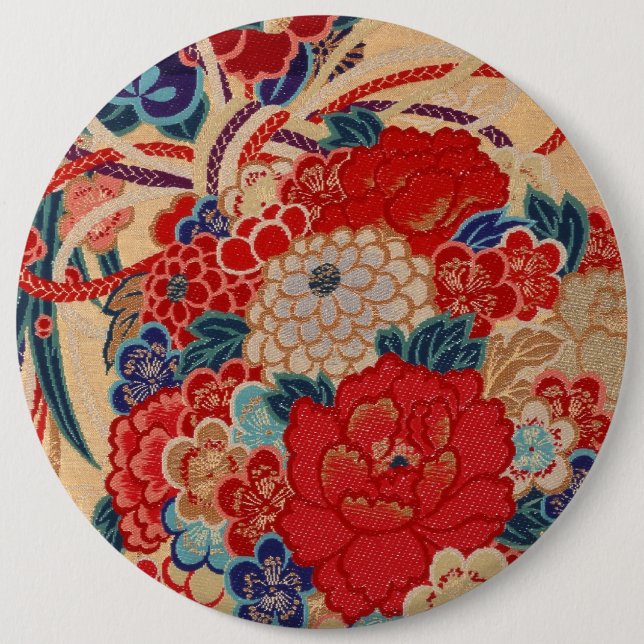 Traditional Japanese fabric design 6 Inch Round Button (Front)