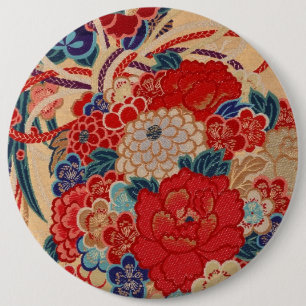 Traditional Japanese fabric design 6 Inch Round Button