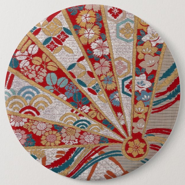 Traditional Japanese fabric design 6 Inch Round Button (Front)