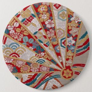 Traditional Japanese fabric design 6 Inch Round Button