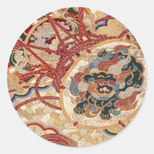Traditional Japanese fabric design Classic Round Sticker