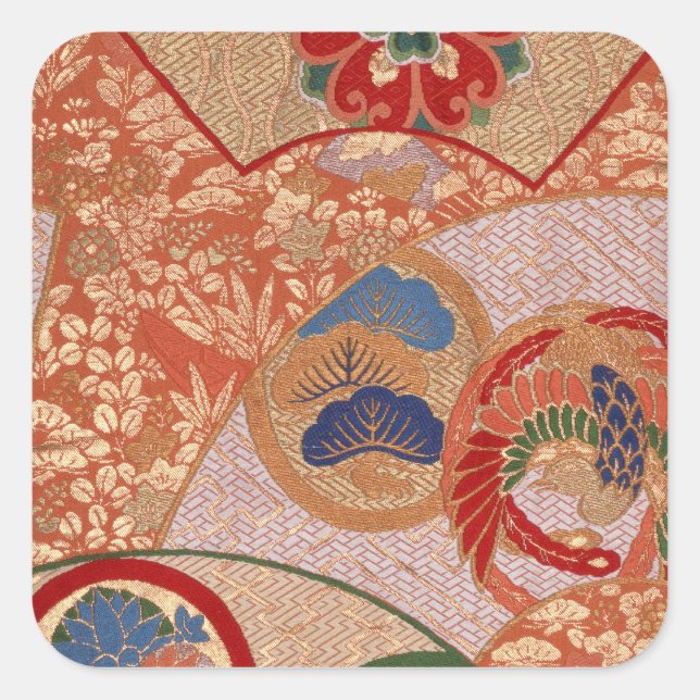 Traditional Japanese fabric design Square Sticker (Front)