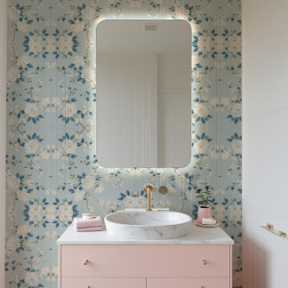 Traditional Japanese Floral Blue & Gold Vintage Pa Wallpaper