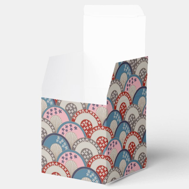 Traditional Japanese geometric motif blue pink  Favor Box (Opened)