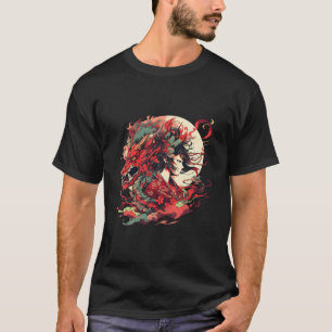 Traditional Japanese Inspired Dragon And Girl Port T-Shirt