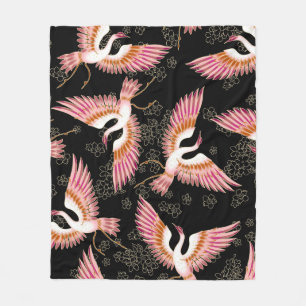 Traditional Japanese Kimono Motifs Pattern Fleece Blanket