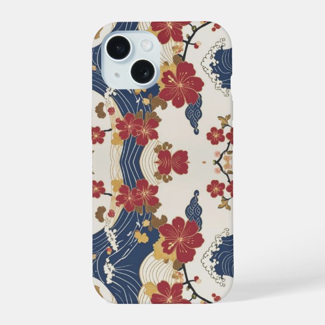 Traditional Japanese Kimono Pattern iPhone 15 Case (Back)