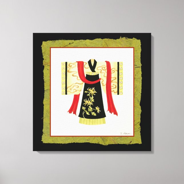 Traditional Japanese Kimono with Floral Print (Front)