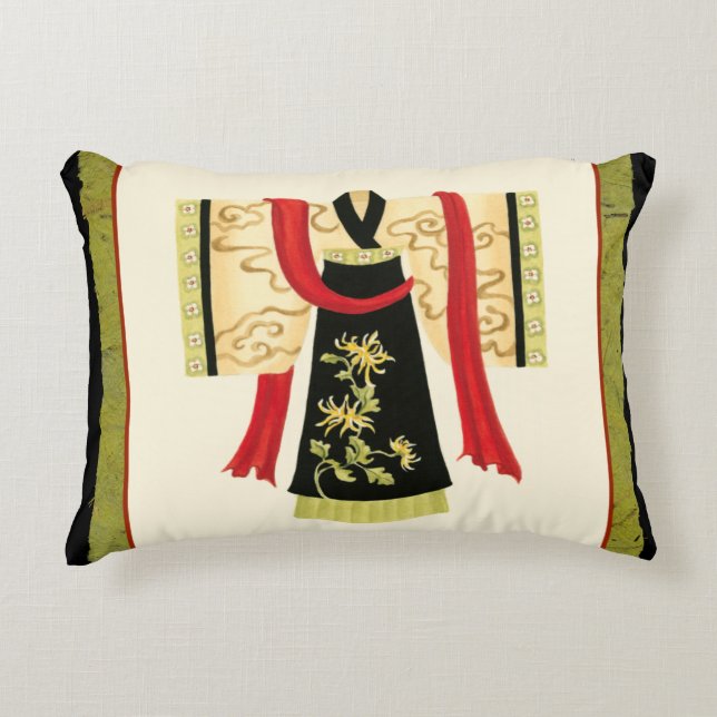 Traditional Japanese Kimono with Floral Print Accent Pillow (Front)