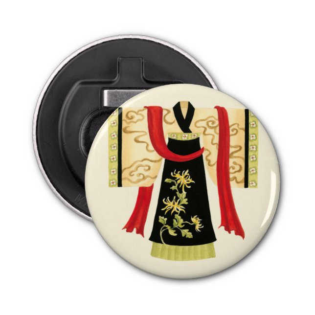 Traditional Japanese Kimono with Floral Print Bottle Opener (Front)