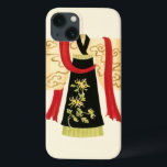 Traditional Japanese Kimono with Floral Print iPhone 13 Case<br><div class="desc">Nancy Slocum created this charming print of a traditional Japanese Kimono with a deep red sash. The bottom of the kimono is black with a lovely floral print. Give this as a gift, or purchase it for yourself!</div>
