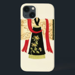 Traditional Japanese Kimono with Floral Print iPhone 13 Case<br><div class="desc">Nancy Slocum created this charming print of a traditional Japanese Kimono with a deep red sash. The bottom of the kimono is black with a lovely floral print. Give this as a gift,  or purchase it for yourself!</div>