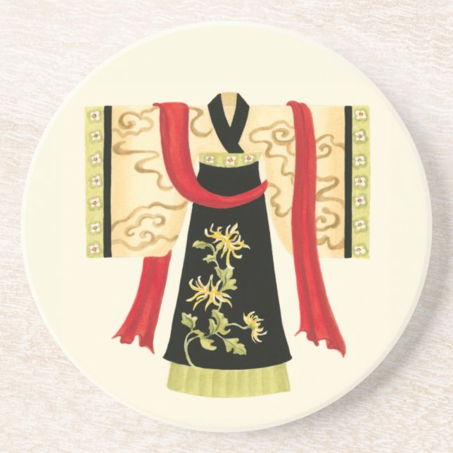 Traditional Japanese Kimono with Floral Print Coaster (Front)