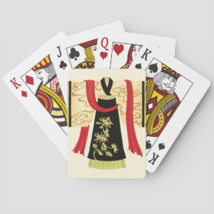Traditional Japanese Kimono with Floral Print Playing Cards