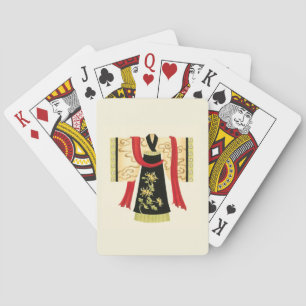 Traditional Japanese Kimono with Floral Print Playing Cards