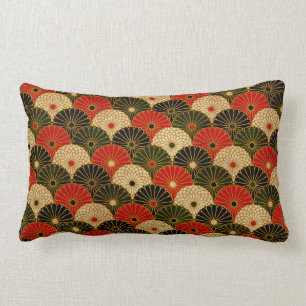Traditional Japanese Lotus Pattern Lumbar Pillow