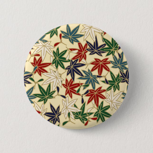 Traditional Japanese Maple Leaf Patterns 2 Inch Round Button (Front)