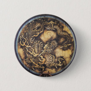 Traditional Japanese Oriental Dragon - 日本 - 鳴き龍 2 Inch Round Button