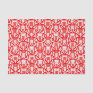 Traditional Japanese Red Nami Wave Pattern Tissue Paper