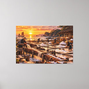 Traditional Japanese Salt Making – Coastal Saltwor Canvas Print