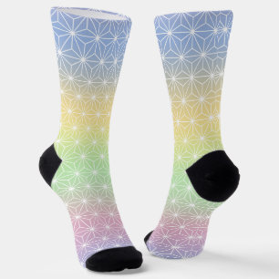 Traditional Japanese Star Pattern Rainbow Hues Socks