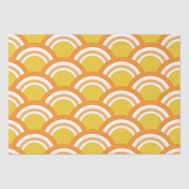 Traditional Japanese wave pattern in yellow    Tissue Paper (Front)