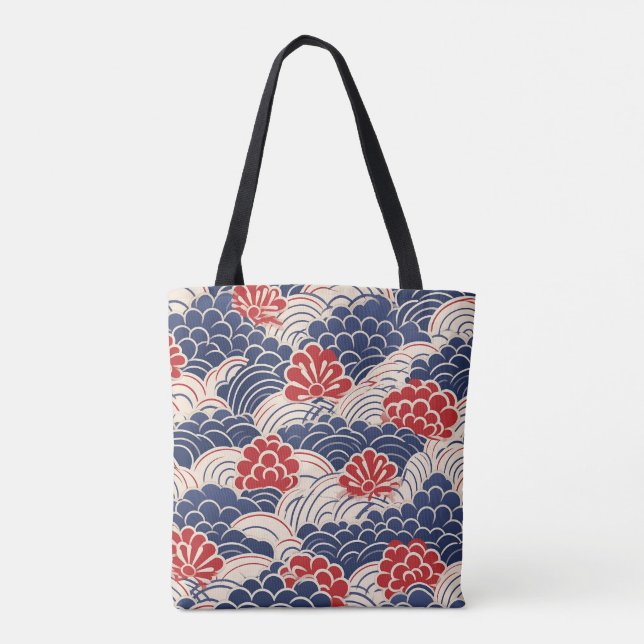 Traditional Japanese Wave Tote Bag (Back)