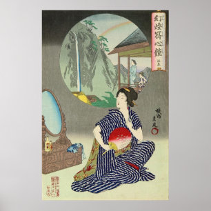 Traditional Japanese Woodprint Geisha Poster