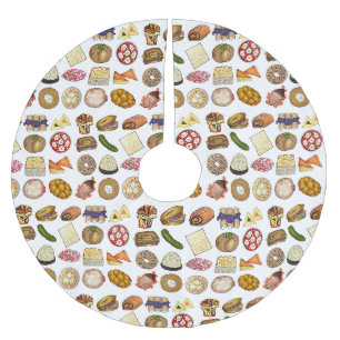 Traditional Jewish Dishes Food Cooking Cuisine Brushed Polyester Tree Skirt