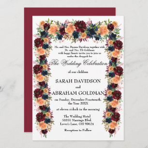 Traditional Jewish Wedding Invitations - Gold Wine