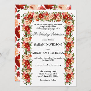 Traditional Jewish Wedding Invitations - Roses 