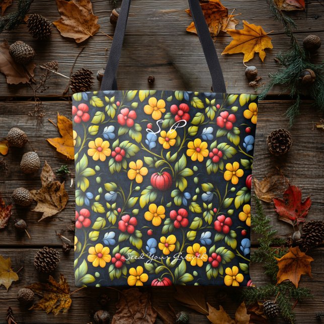 Traditional Khokhloma Floral Pattern Tote Bag (Creator Uploaded)