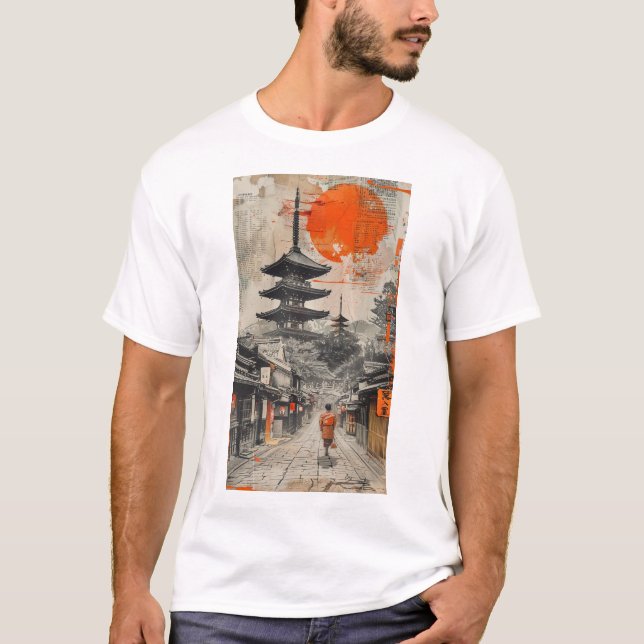 Traditional Kyoto Mixed Style Japanese Art T-Shirt (Front)